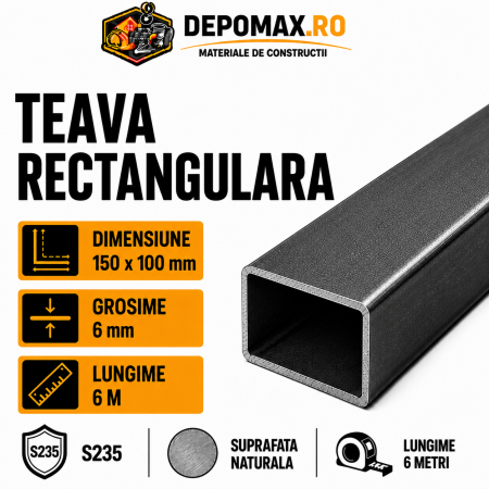 Teava rectangulara 150 x 100 x 6 mm, 6 metri